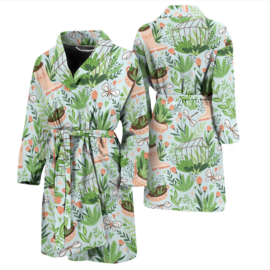 Gardening Pattern Print Design G04 Men Bathrobe