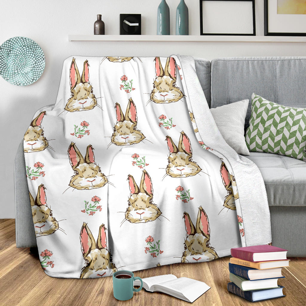 Rabbit Pattern Print Design RB09 Fleece Blanket