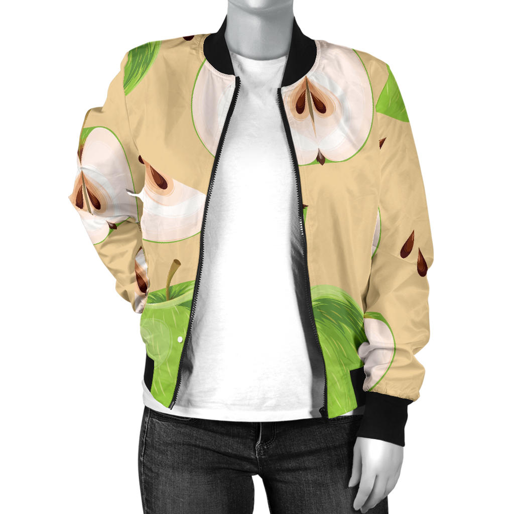 Apple Pattern Print Design AP07 Women Bomber Jacket