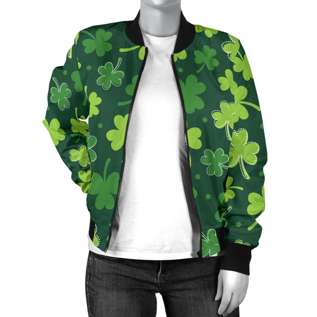 Clover Pattern Print Design 02 Women's Bomber Jacket