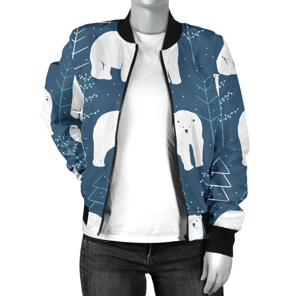 Polar Bear Pattern Print Design A01 Women's Bomber Jacket