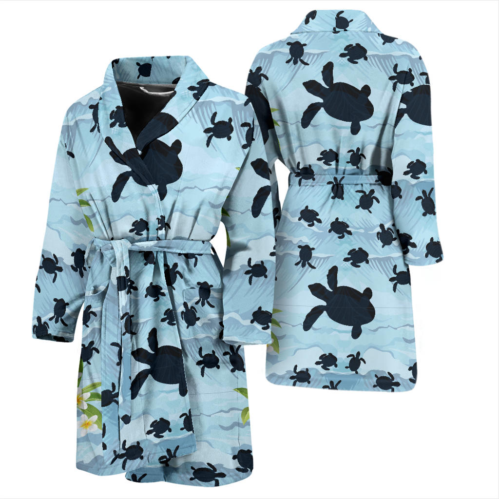 Sea Turtle Pattern Print Design T011 Men Bathrobe