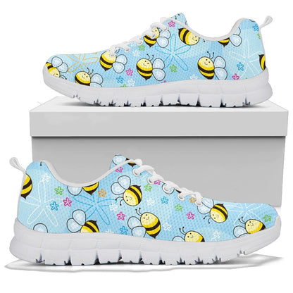 Bee Pattern Print Design BEE03 Sneakers White Bottom Shoes