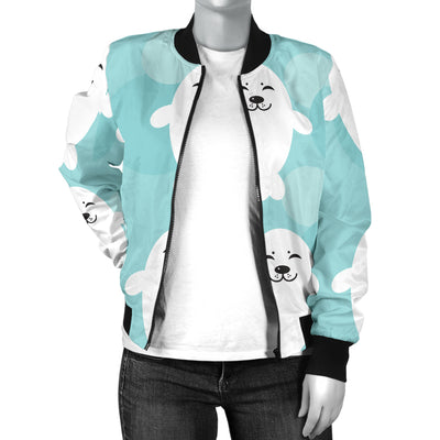 Sea Lion Baby Pattern Print Design 01 Women's Bomber Jacket