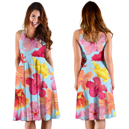 Hibiscus Pattern Print Design HB020 Midi Dress