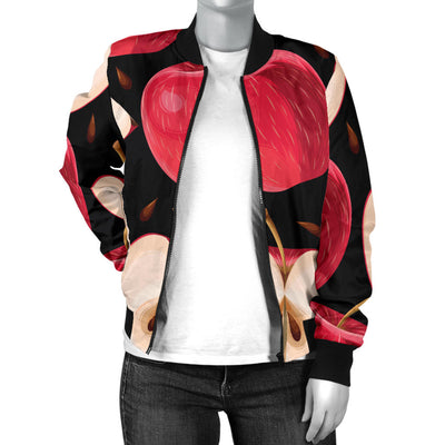 Apple Pattern Print Design AP02 Women Bomber Jacket