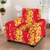 Orange Hibiscus Pattern Print Design HB018 Armchair Slipcover