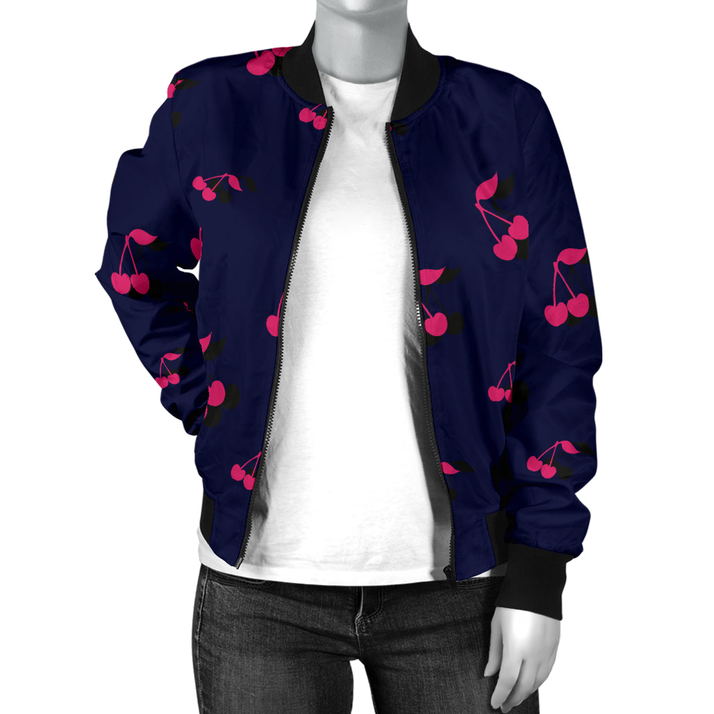 Cherry Pattern Print Design 02 Women's Bomber Jacket