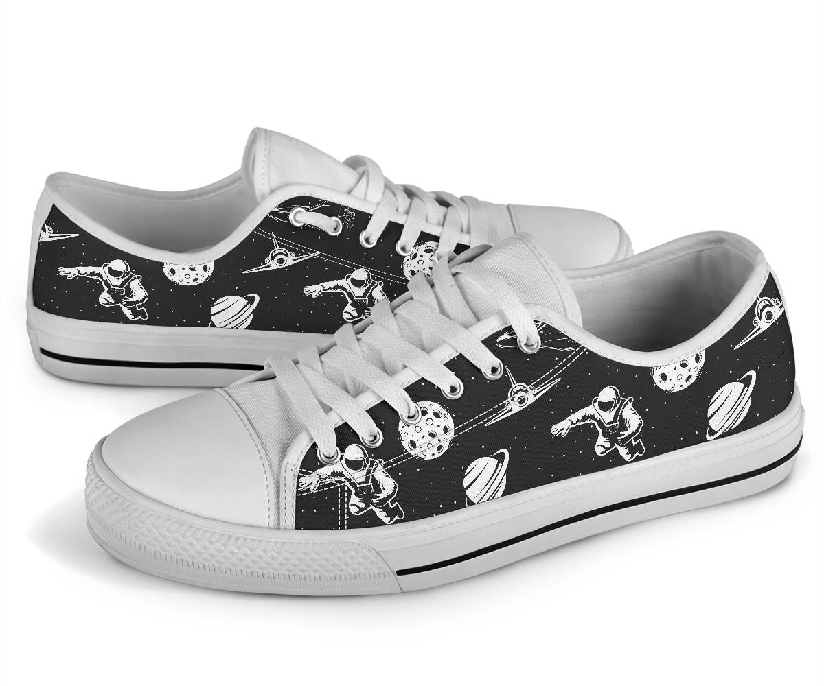 Space Astronauts Print White Bottom Low Top Shoes