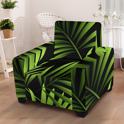 Green Neon Tropical Palm Leaves Armchair Slipcover