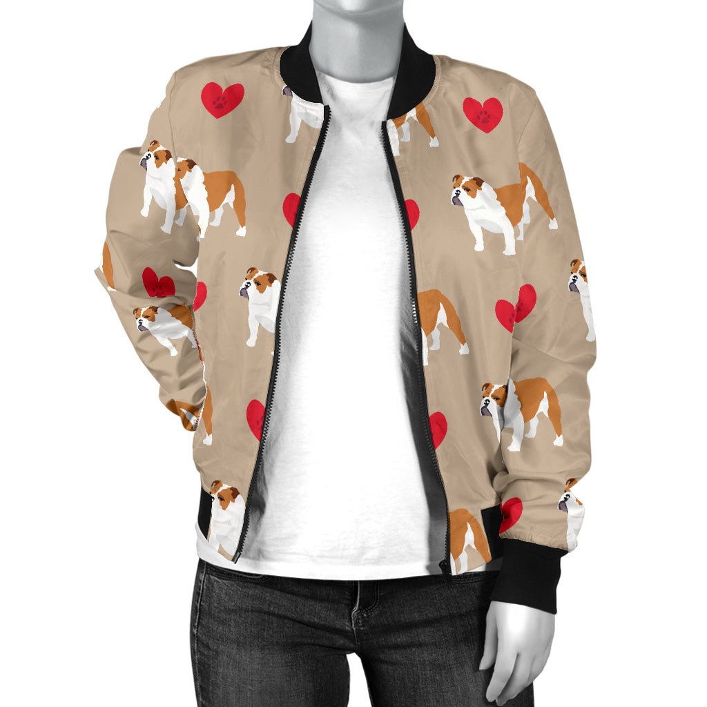 Bulldogs Pattern Print Design 02 Women's Bomber Jacket