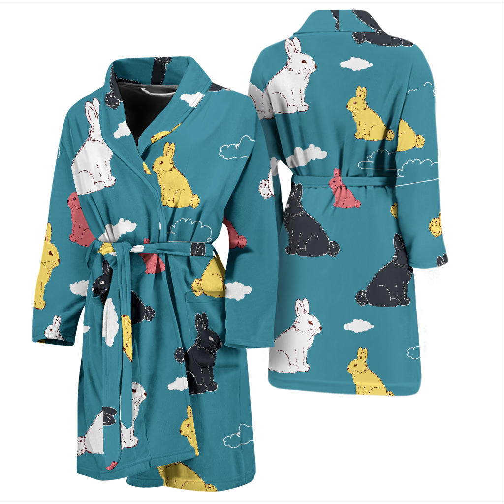 Rabbit Pattern Print Design RB014 Men Bathrobe