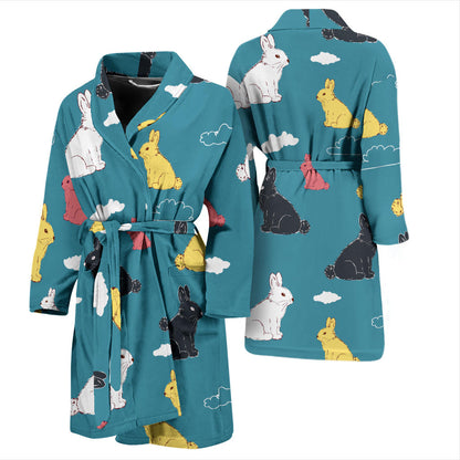 Rabbit Pattern Print Design RB014 Men Bathrobe