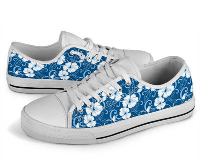 Hibiscus Pattern Print Design HB03 White Bottom Low Top Shoes