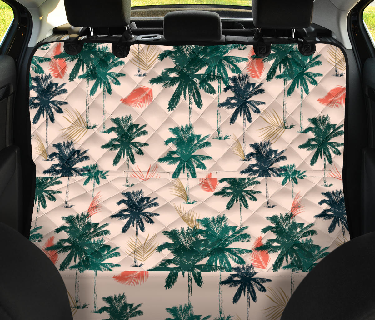 Palm Tree Pattern Print Design PT014 Rear Dog  Seat Cover