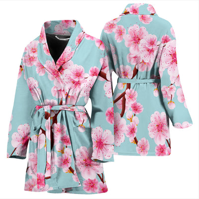 Cherry Blossom Pattern Print Design CB04 Women Bathrobe