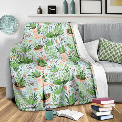 Gardening Pattern Print Design G04 Fleece Blanket