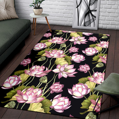 Water Lily Pattern Print Design WL06 Area Rugs