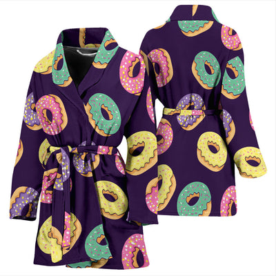 Donut Pattern Print Design DN08 Women Bathrobe