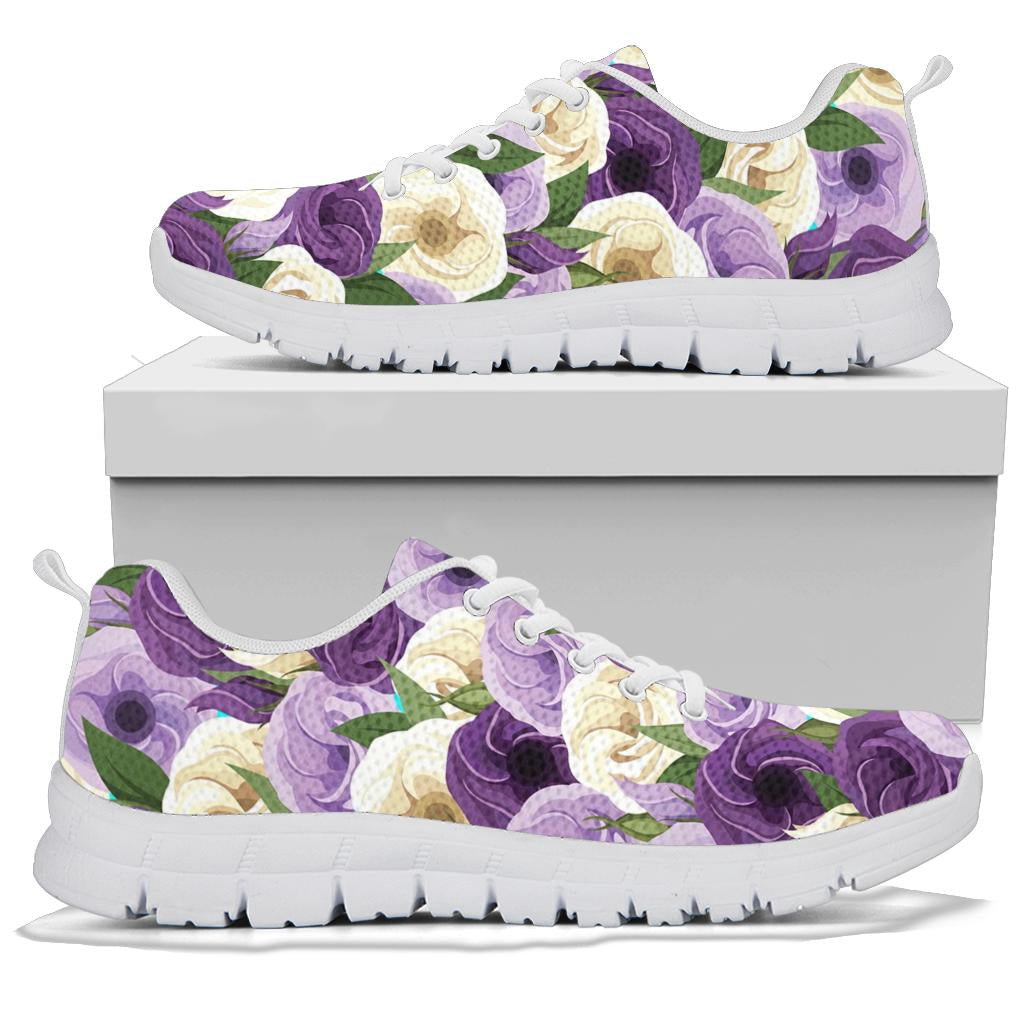 Lisianthus Pattern Print Design LT01 Sneakers White Bottom Shoes