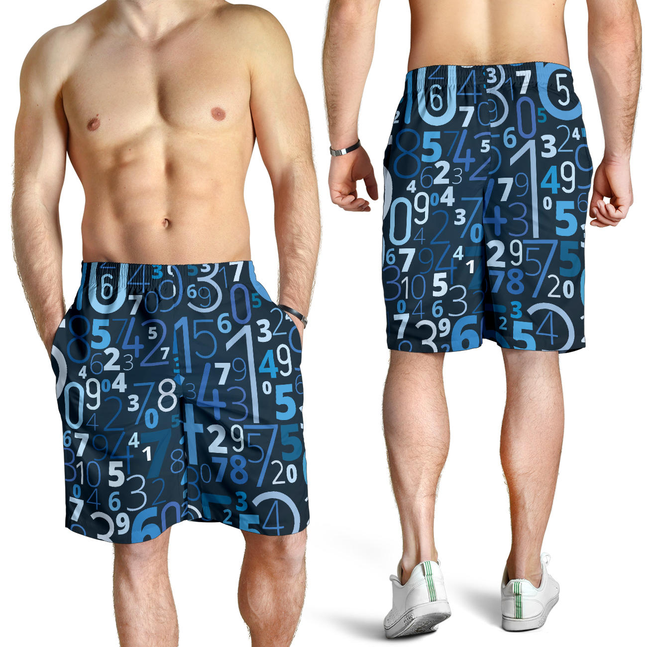Number Pattern Print Design A02 Mens Shorts