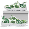 Green Pattern Tropical Palm Leaves Sneakers White Bottom Shoes