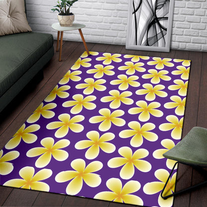 Yellow Plumeria Pattern Print Design PM05 Area Rugs