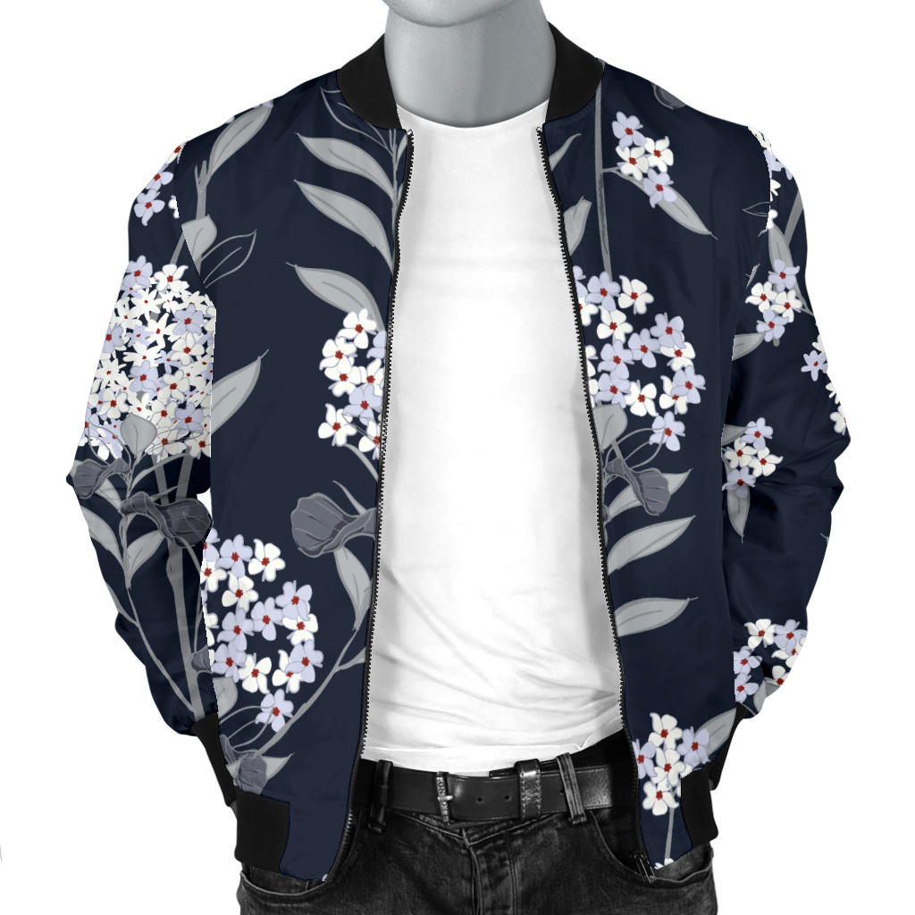Hydrangea Pattern Print Design HD07 Men Bomber Jacket