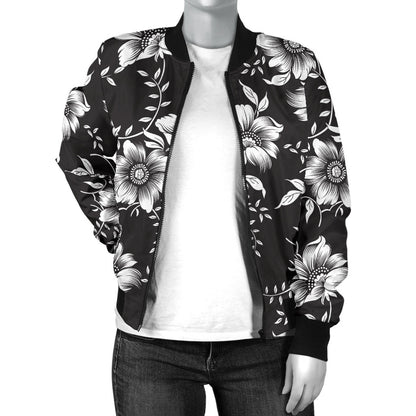 Gerberas Pattern Print Design GB02 Women Bomber Jacket