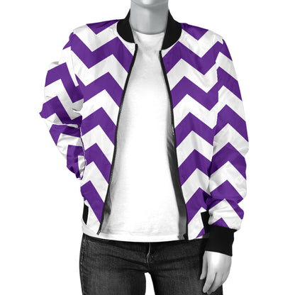 Chevron Purple Pattern Print Design 03 Women's Bomber Jacket