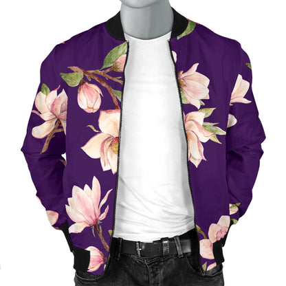Magnolia Pattern Print Design MAG02 Men Bomber Jacket