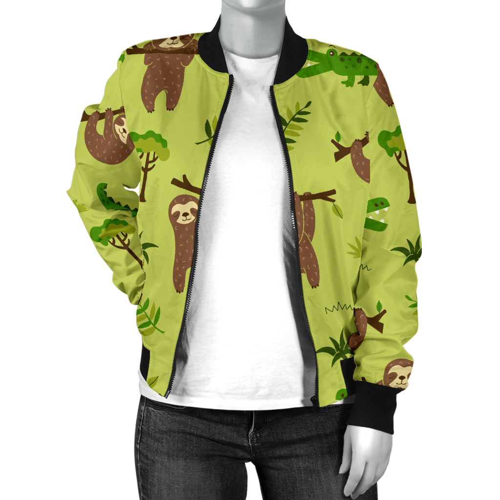 Alligator Pattern Print Design 04 Women's Bomber Jacket