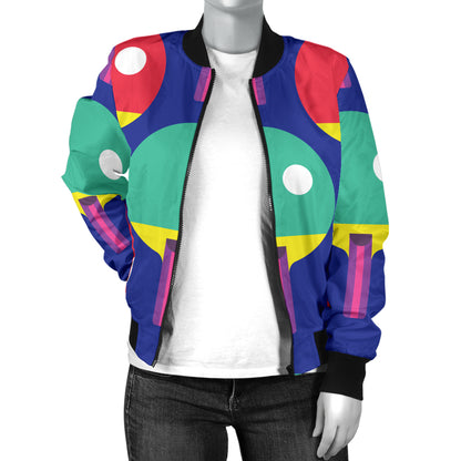 Ping Pong Pattern Print Design A03 Women's Bomber Jacket