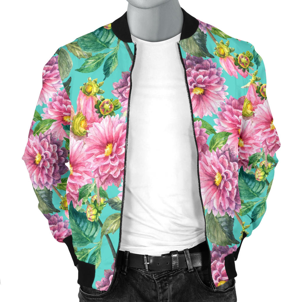 Dahlia Pattern Print Design DH07 Men Bomber Jacket