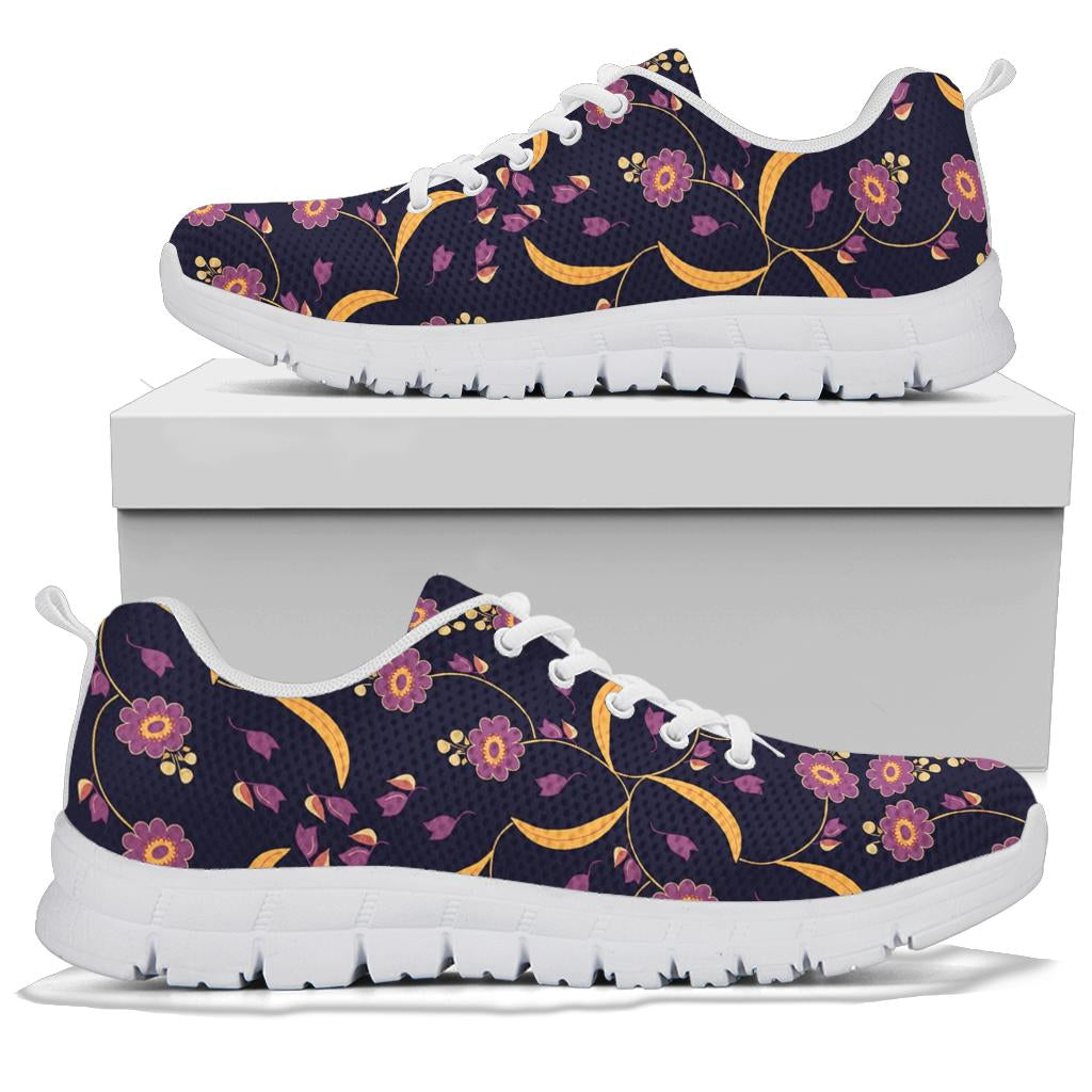 Anemone Pattern Print Design AM012 Sneakers White Bottom Shoes