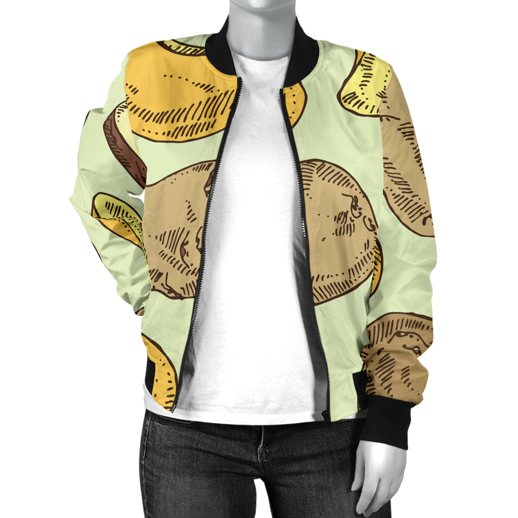 Potato Pattern Print Design A03 Women's Bomber Jacket