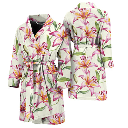 Lily Pattern Print Design LY011 Men Bathrobe