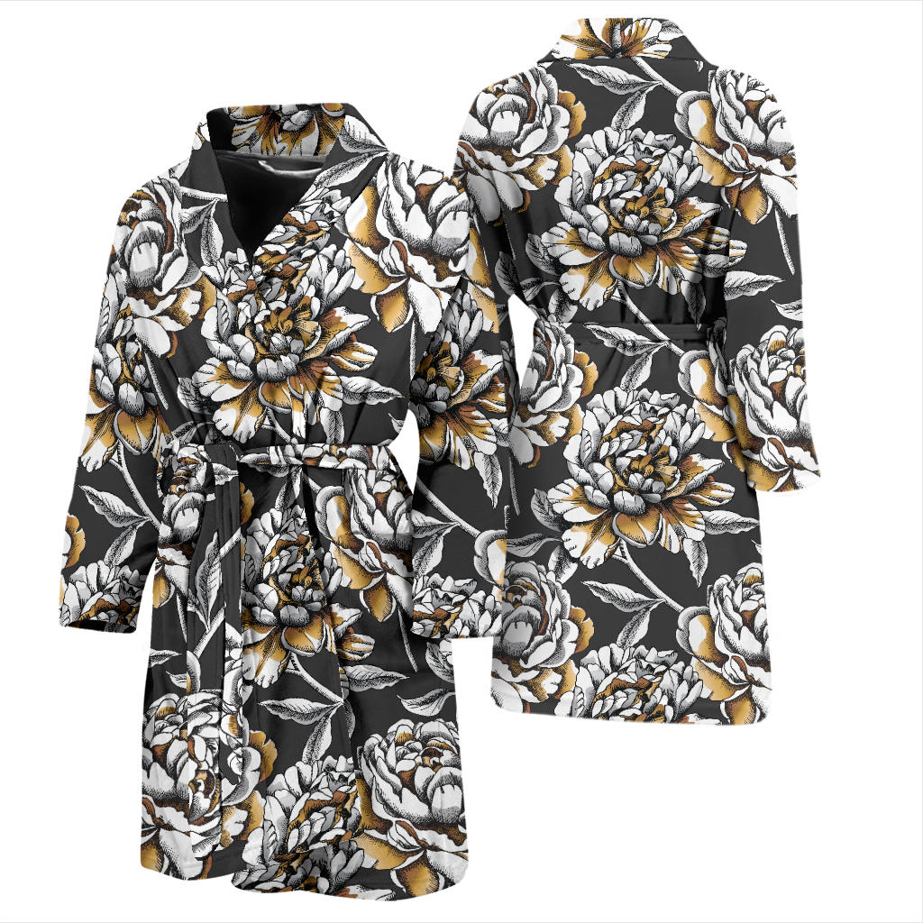Peony Pattern Print Design PE06 Men Bathrobe