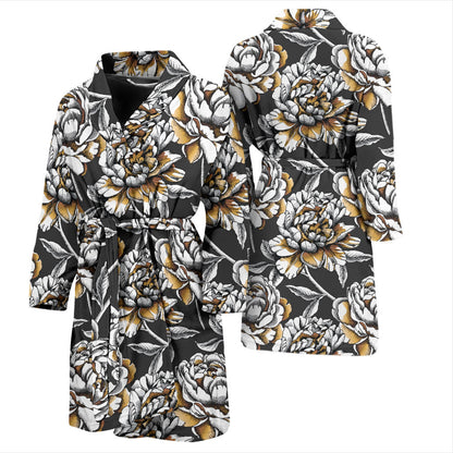 Peony Pattern Print Design PE06 Men Bathrobe