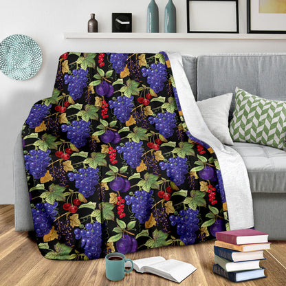 Grape Pattern Print Design GP05 Fleece Blanket