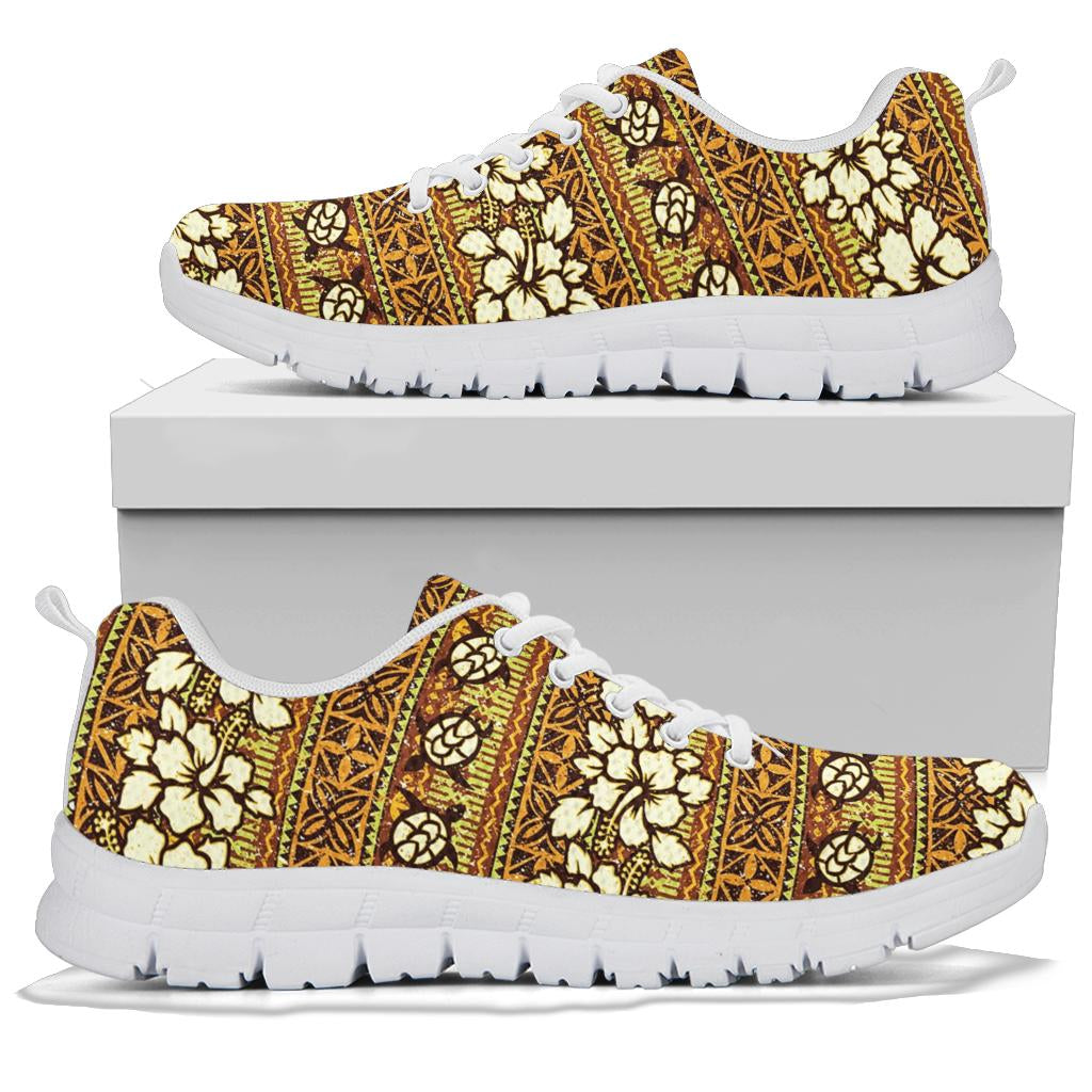 Hawaiian Themed Pattern Print Design H015 Sneakers White Bottom Shoes