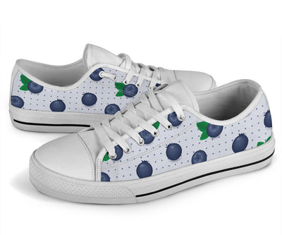 Blueberry Pattern Print Design BB02 White Bottom Low Top Shoes