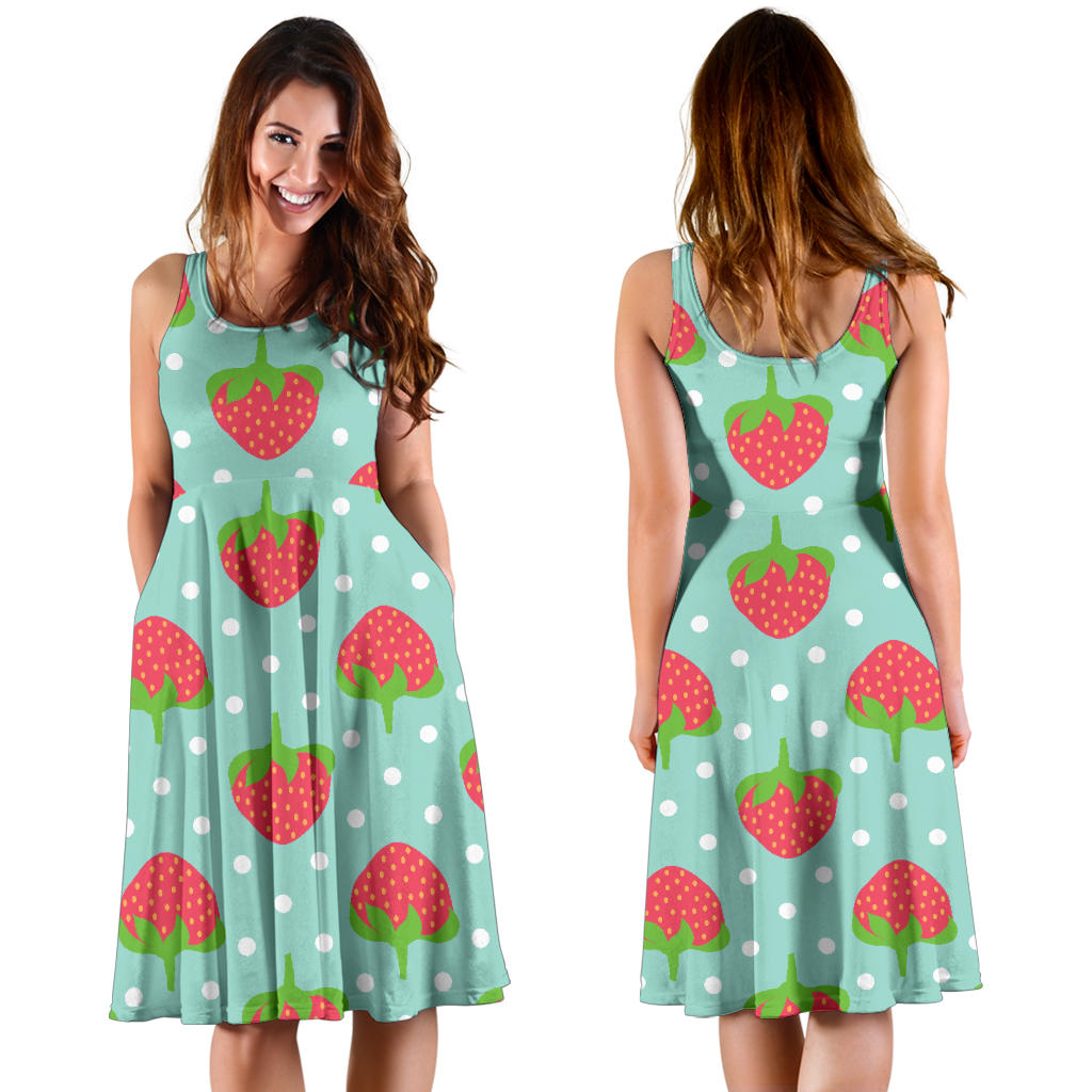 Strawberry Pattern Print Design SB06 Midi Dress