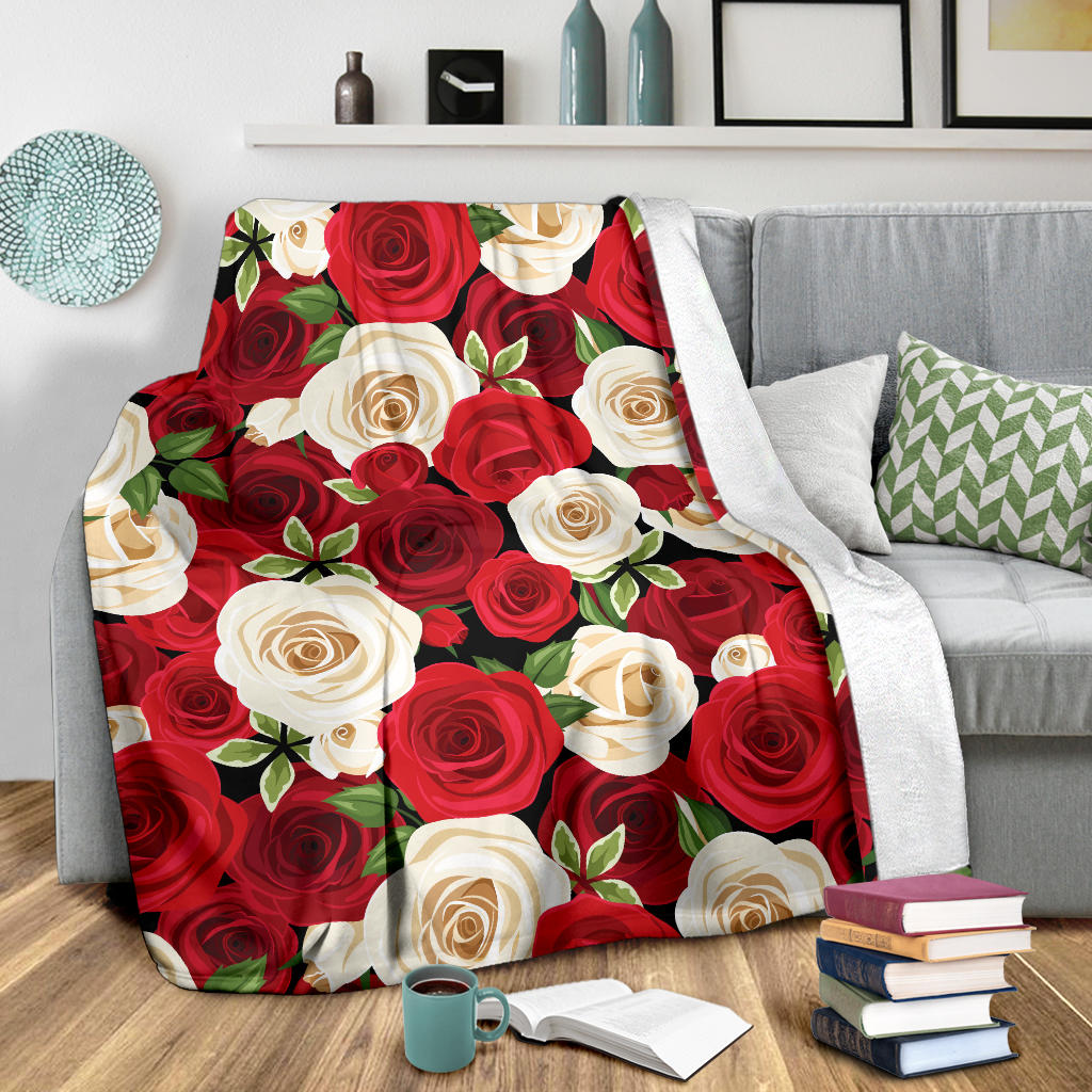 Rose Pattern Print Design RO06 Fleece Blanket