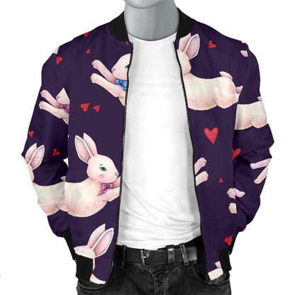 Rabbit Pattern Print Design RB016 Men Bomber Jacket