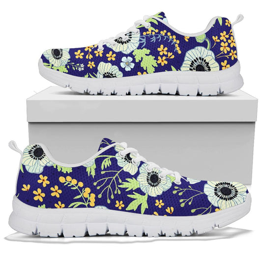 Anemone Pattern Print Design AM06 Sneakers White Bottom Shoes