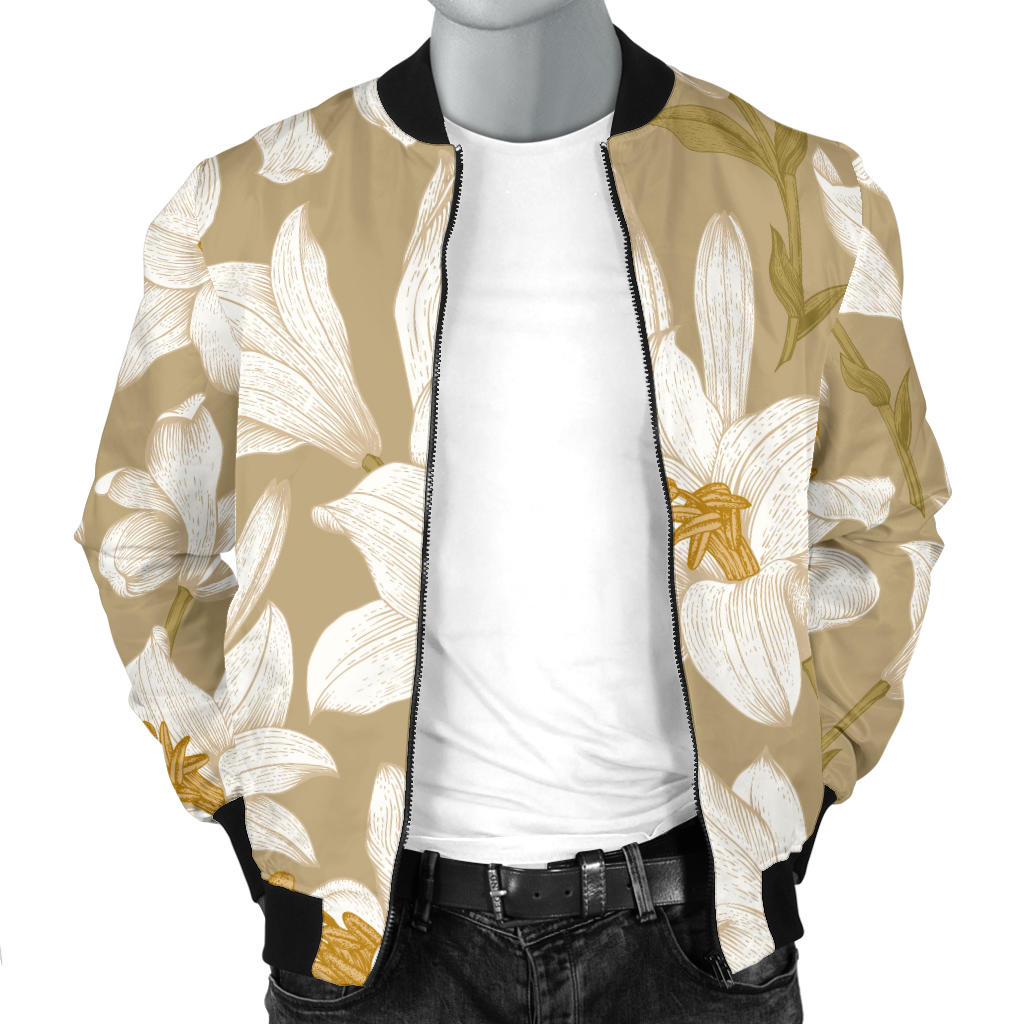 Lily Pattern Print Design LY07 Men Bomber Jacket