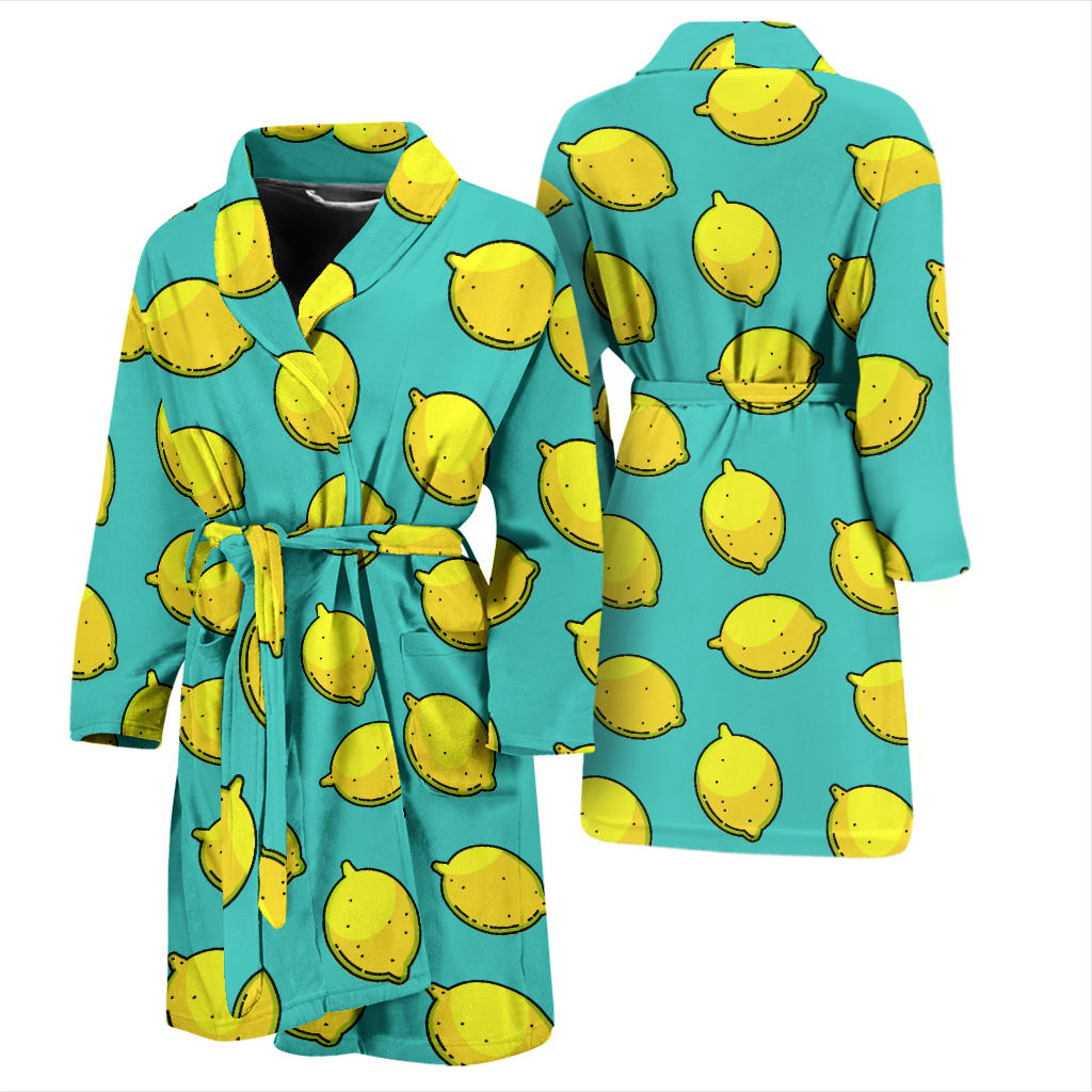 Lemon Pattern Print Design LM04 Men Bathrobe
