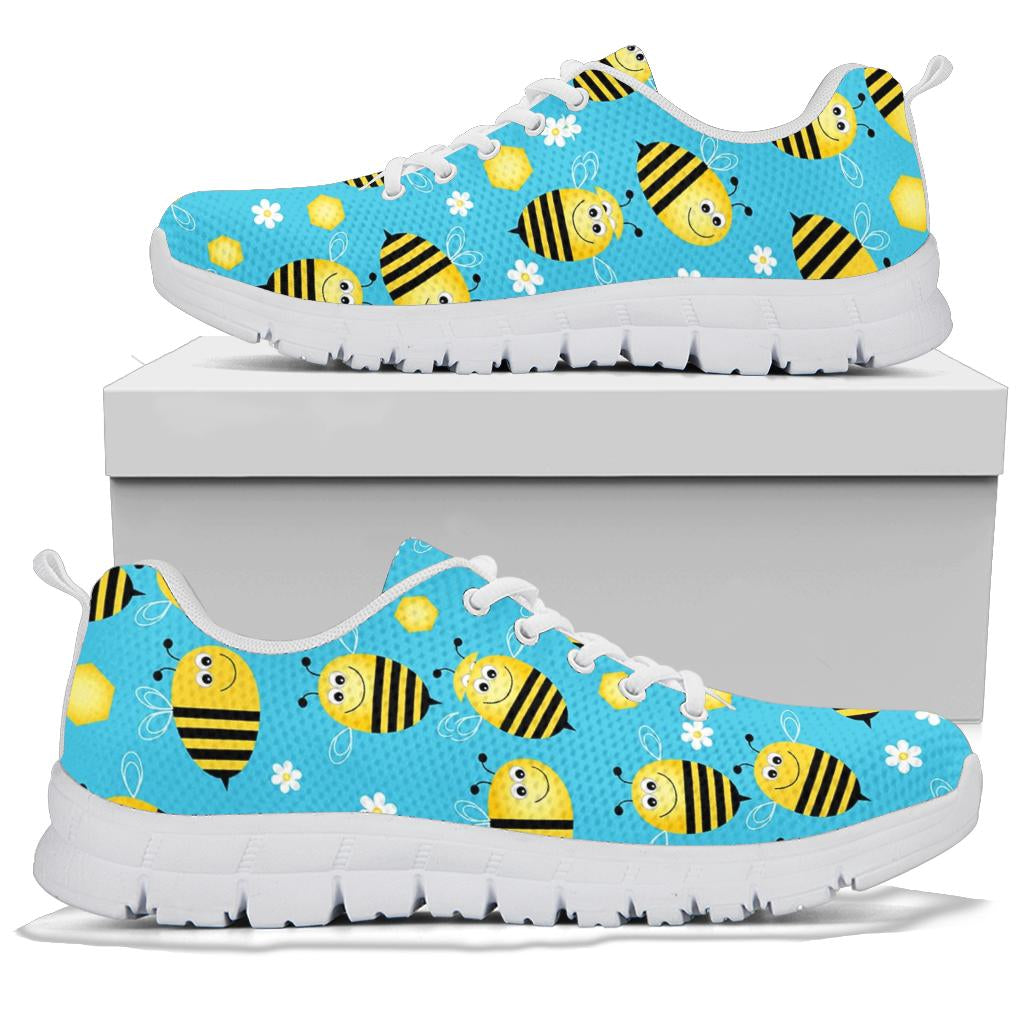 Bee Pattern Print Design BEE06 Sneakers White Bottom Shoes