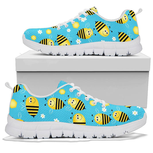 Bee Pattern Print Design BEE06 Sneakers White Bottom Shoes